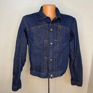 Vintage 1960s Western Denim Jacket, Roebucks Sears Size Small, Front Pleats